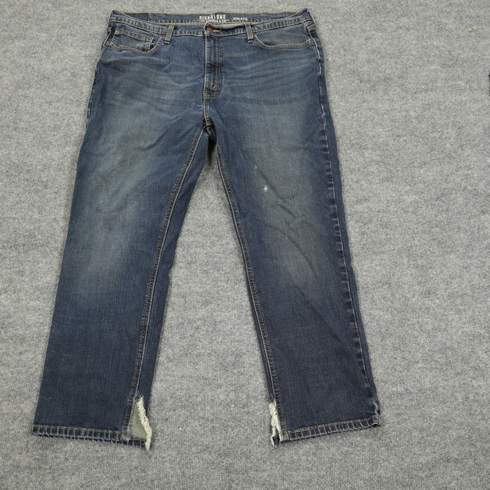 Levis Signature Jeans Mens 40x30‎ Blue Athletic Fit Distressed